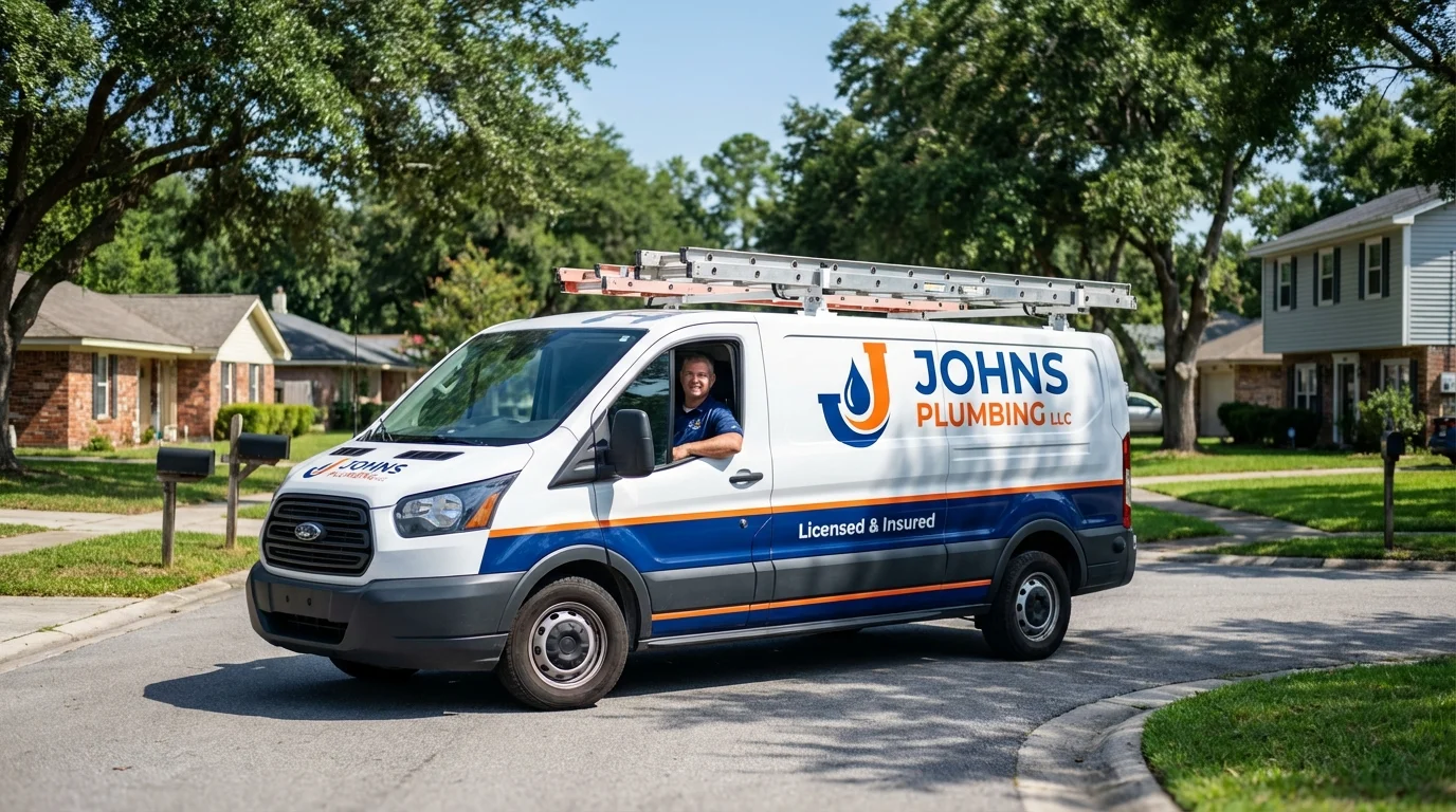 Johns Plumbing LLC service van in Charleston, SC