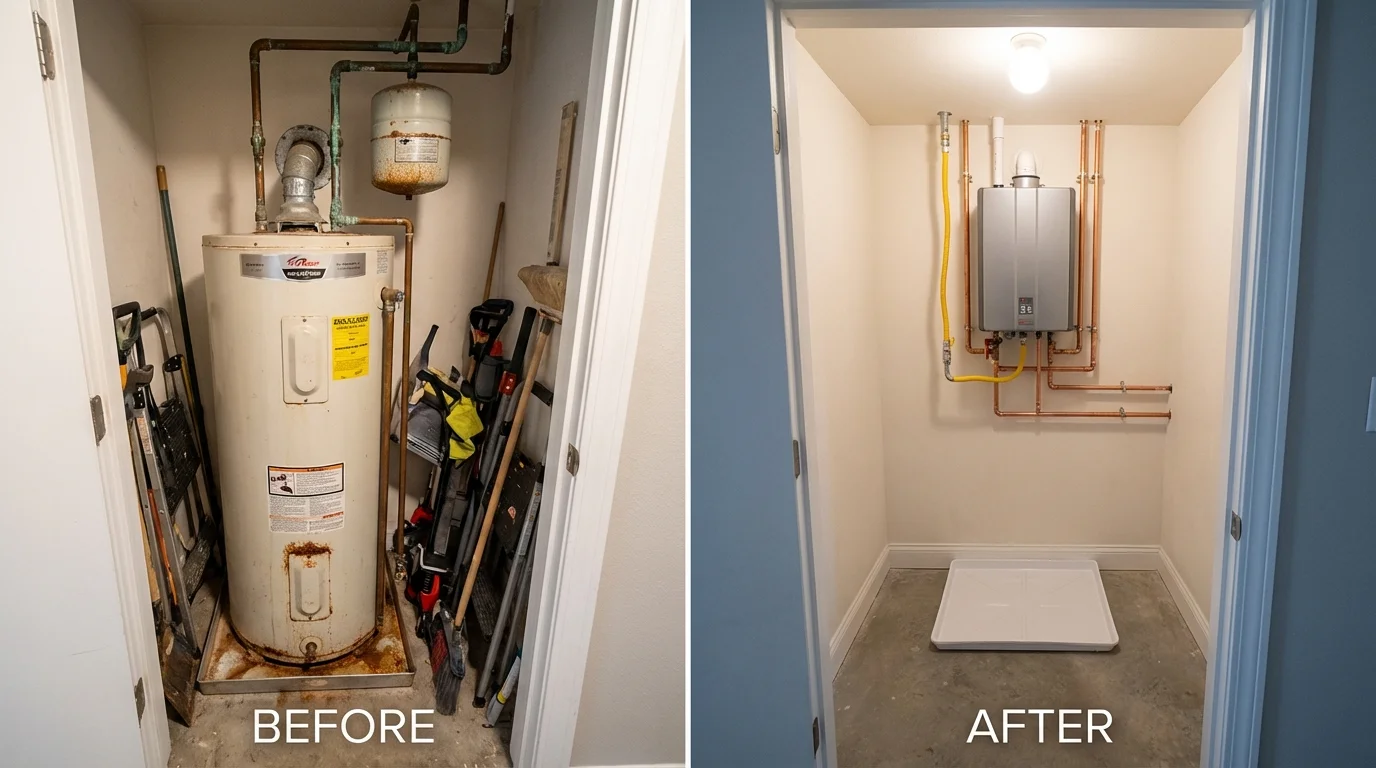 Tank water heater versus wall-mounted tankless unit comparison for Charleston, SC homeowners