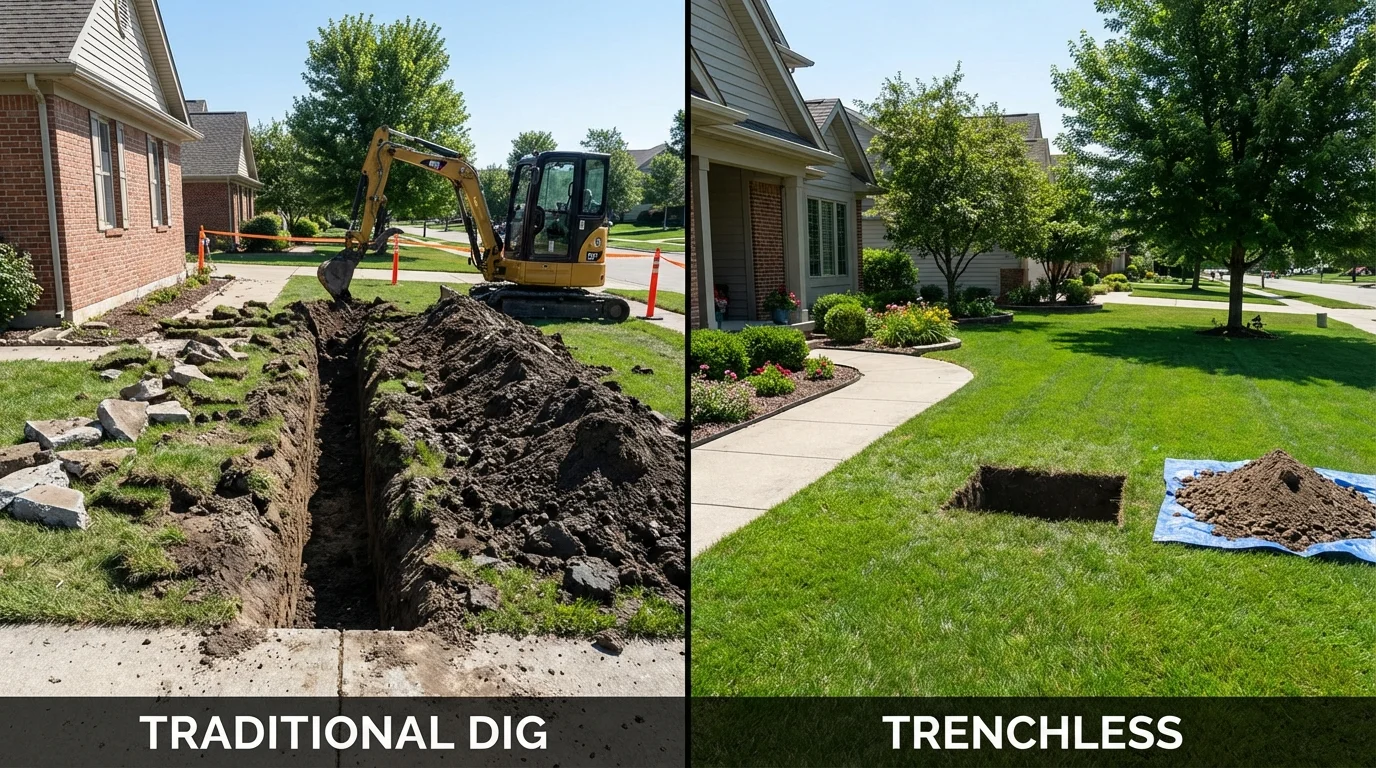 Trenchless sewer repair with minimal yard damage versus traditional excavation in Charleston, SC